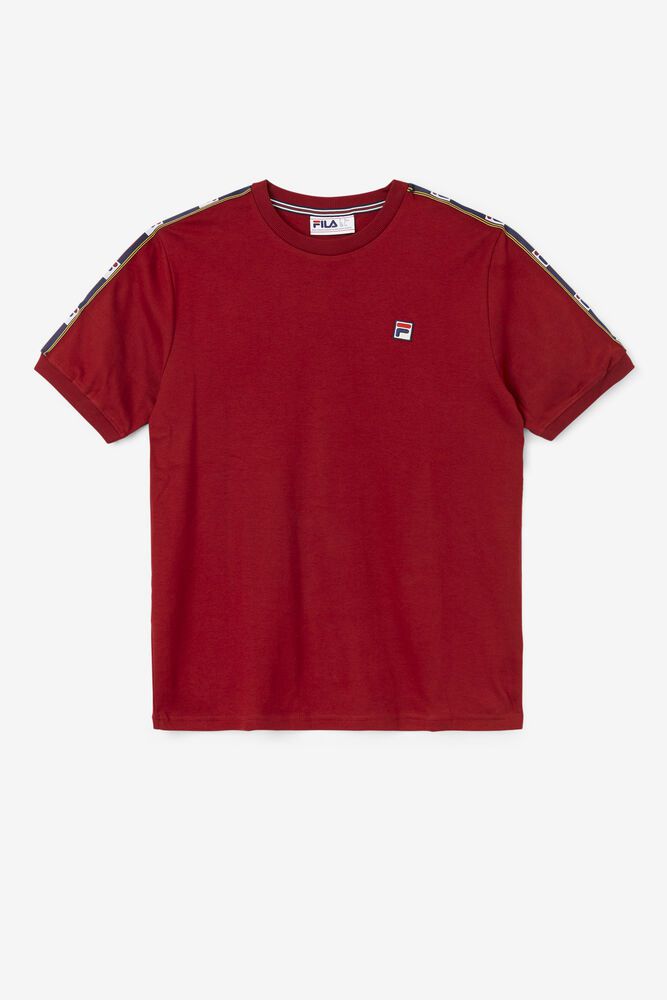 Fila T-Shirt Mens Red Oliver - Ireland 38497-DALN